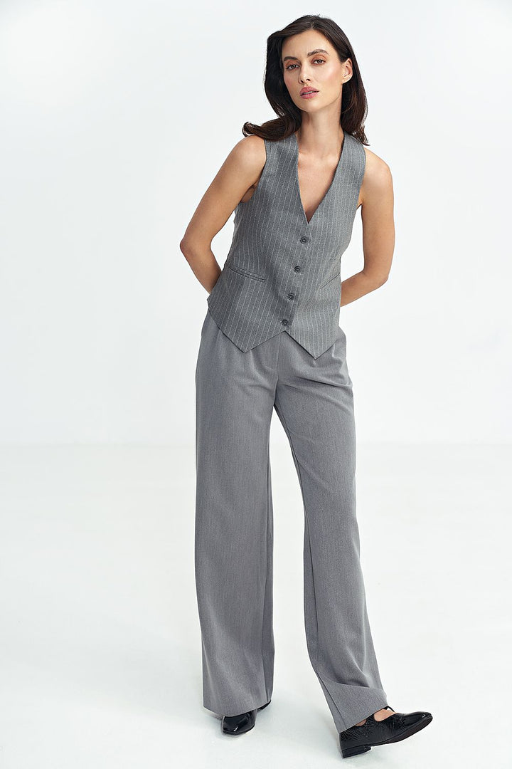 Tennis-Style Striped Vest with Button Closure - Ludowika 