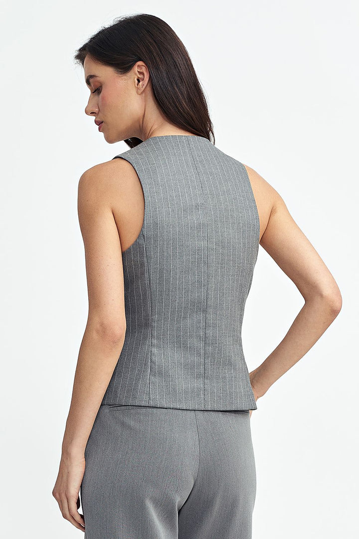 Tennis-Style Striped Vest with Button Closure - Ludowika 
