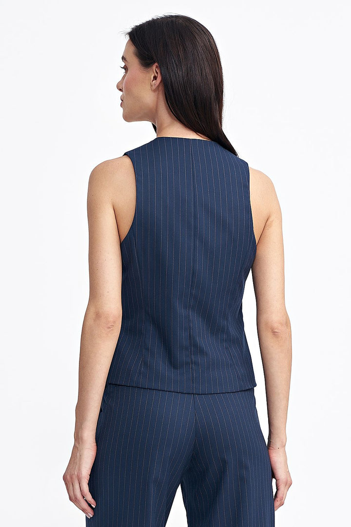 Tennis-Style Striped Vest with Button Closure - Ludowika 