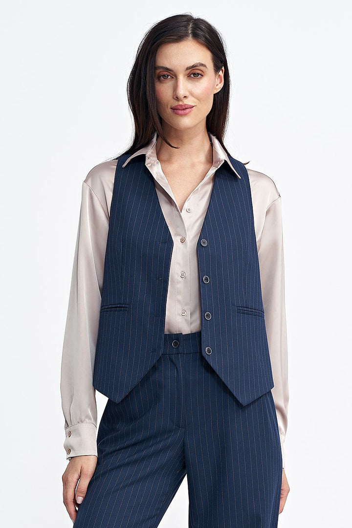 Tennis-Style Striped Vest with Button Closure - Ludowika 