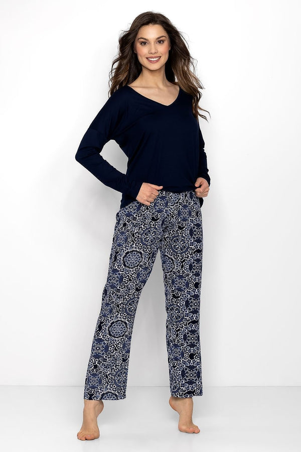 Women's Long-Sleeve Pajama Set – Soft, Breathable Fabric with Elastic Waist Pants