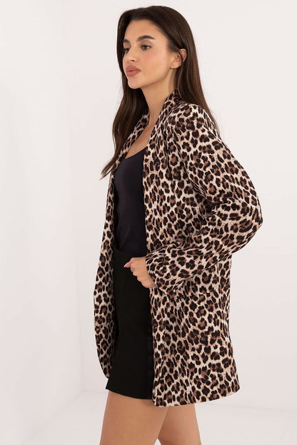 Elegant Women's Jacket with Shoulder Pads and Animal Motif