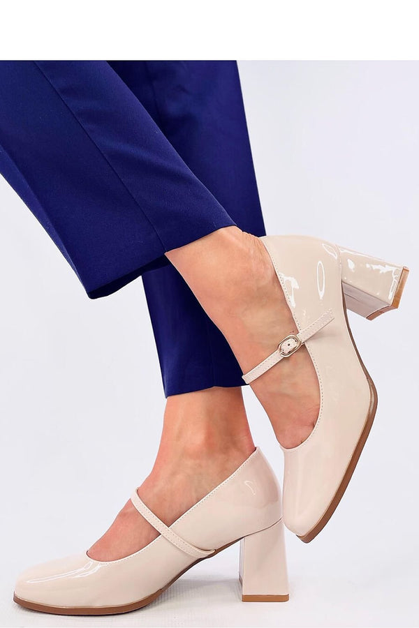 Women's Mary Jane Pumps 7 cm Heel with Square Nose and Lacquered Ecological Leather Finish
