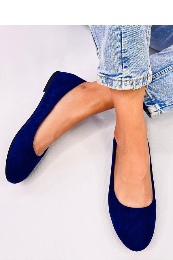 Women's Blue Ballet Flats with Rounded Toes and Cushioned Insole in Eco-Friendly Suede