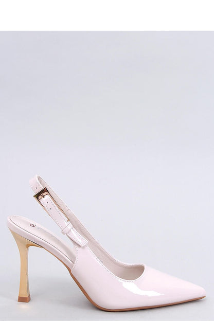 Elegant Women's Stilettos with Open Heel and Gold Detailing in Lacquered Eco Leather