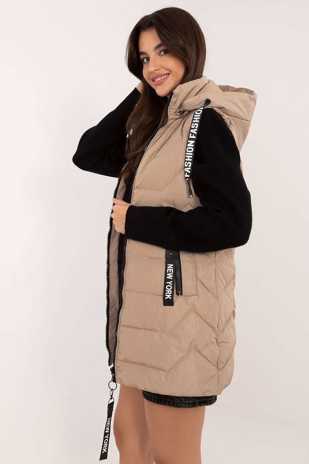 Quilted Zippered Vest with Hood