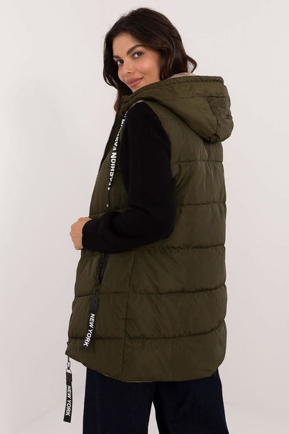 Double-Sided Quilted Vest with Hood and Zippered Pockets