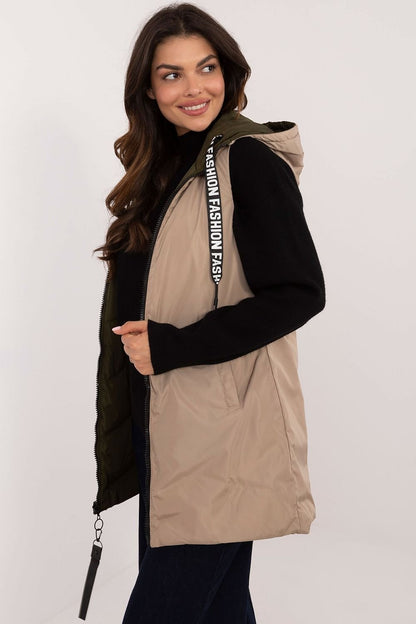 Double-Sided Quilted Vest with Hood and Zippered Pockets