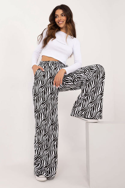 Women's Casual Ribbed Blouse and Animal Print Pants Set