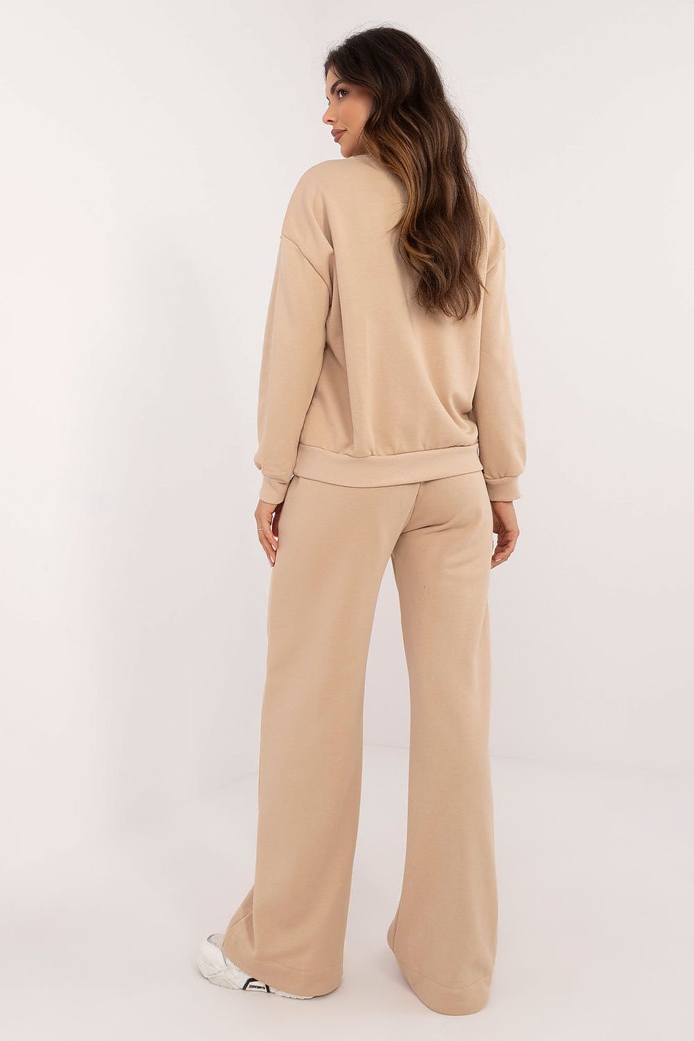 Women's Casual Set with Long-Sleeved Blouse and High-Waisted Pants