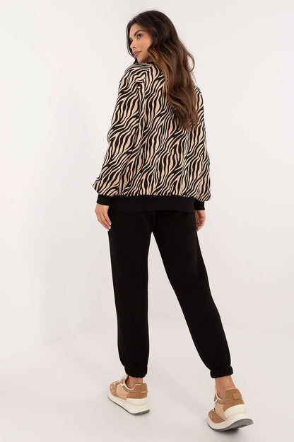 Women's Animal Print Blouse and High-Waisted Pants Set