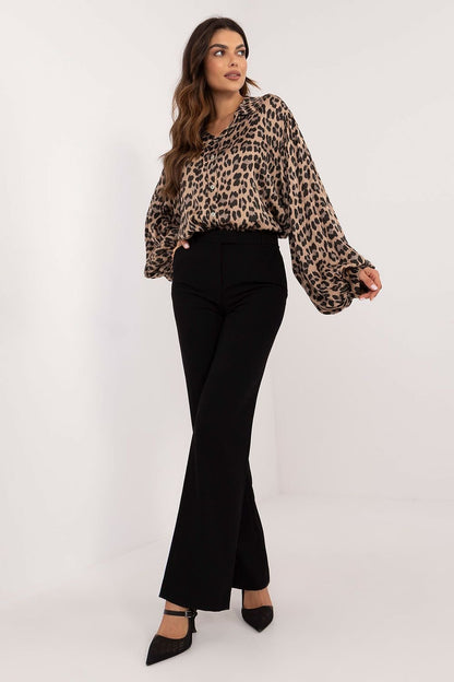 Elegant Shirt with Animal Motif and Long Buff Sleeves