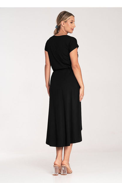 Asymmetrisches Kurzarmkleid mit Taillenband