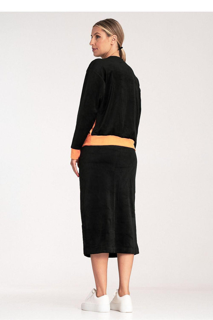 Two-Color Velour Blouse & Pencil Skirt Set - Ludowika 