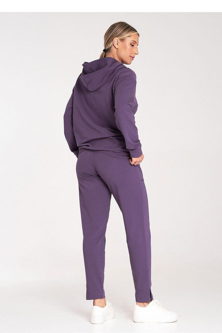 Cotton Hoodie with Loose Collar and Ribbed Cuffs - Ludowika 