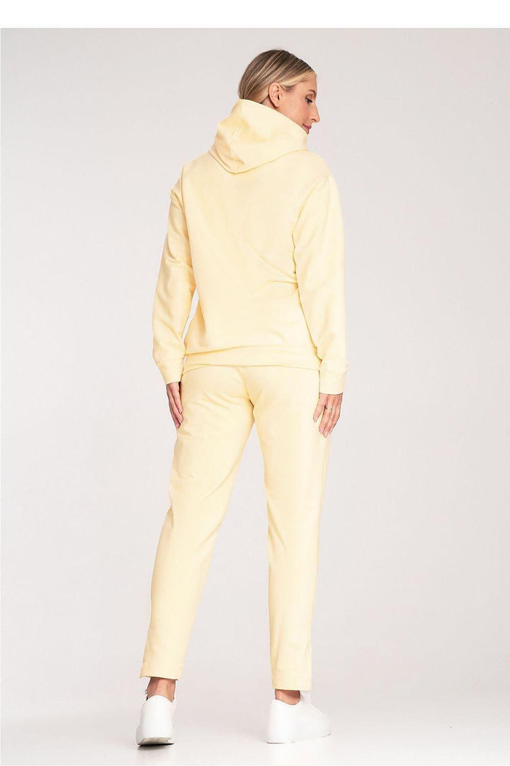 Cotton Hoodie with Loose Collar and Ribbed Cuffs - Ludowika 