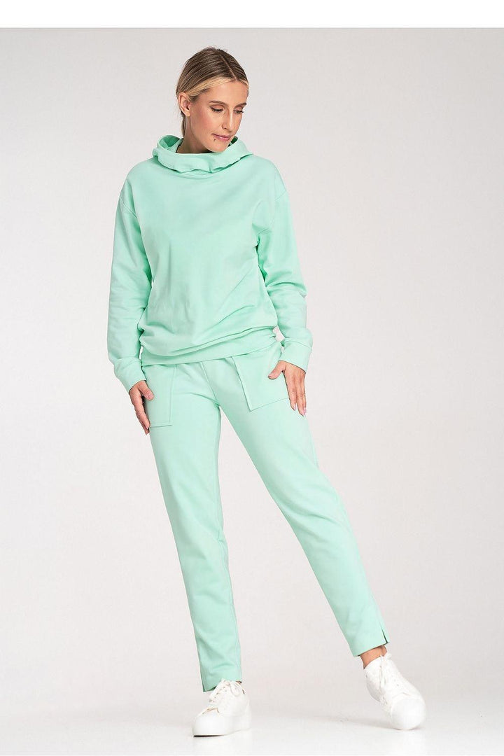 Cotton Hoodie with Loose Collar and Ribbed Cuffs - Ludowika 