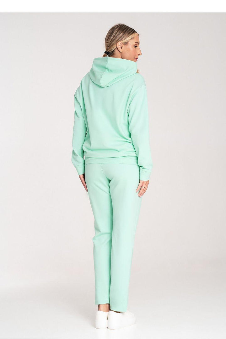 Cotton Hoodie with Loose Collar and Ribbed Cuffs - Ludowika 