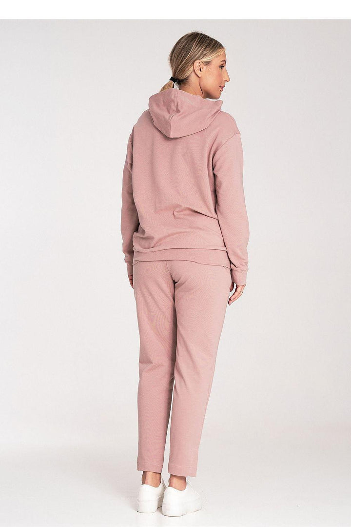 Cotton Hoodie with Loose Collar and Ribbed Cuffs - Ludowika 