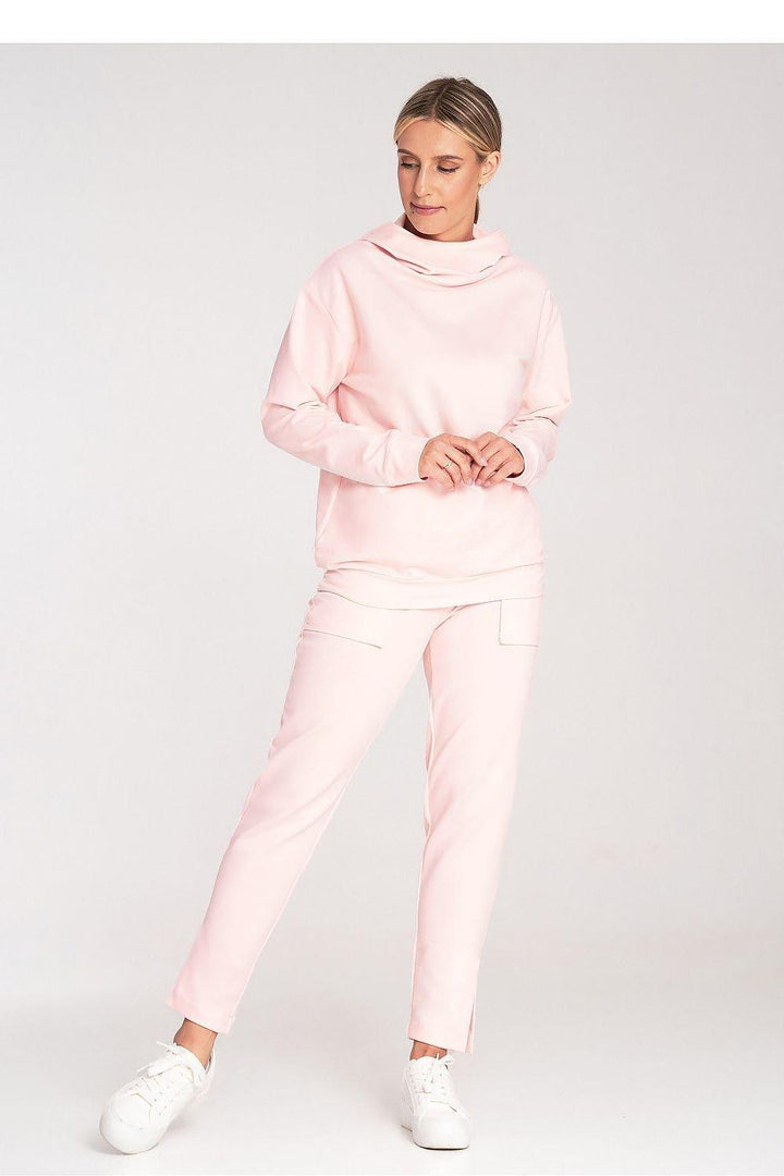 Cotton Hoodie with Loose Collar and Ribbed Cuffs - Ludowika 