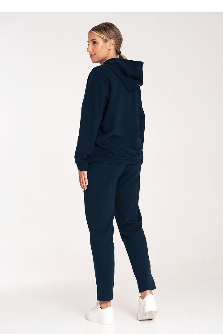 Cotton Hoodie with Loose Collar and Ribbed Cuffs - Ludowika 