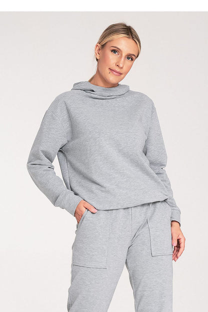 Cotton Hoodie with Loose Collar and Ribbed Cuffs