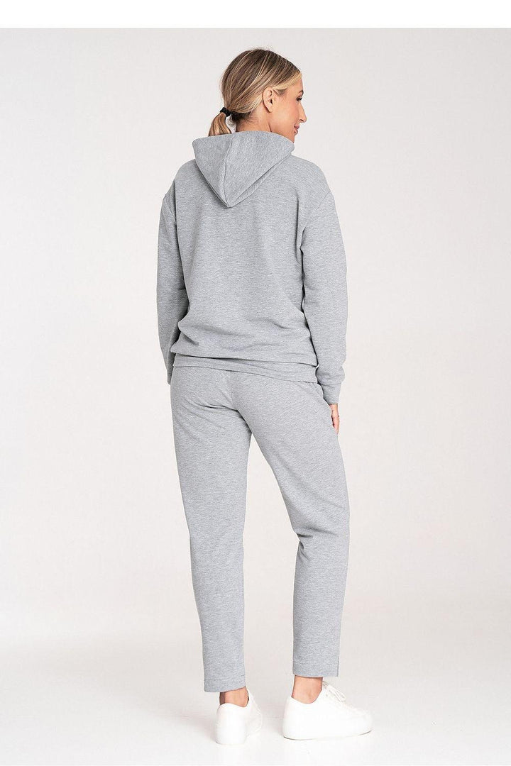 Cotton Hoodie with Loose Collar and Ribbed Cuffs - Ludowika 