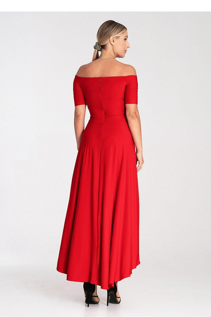 Asymmetrical Strapless Dress with Flared Bottom - Ludowika 