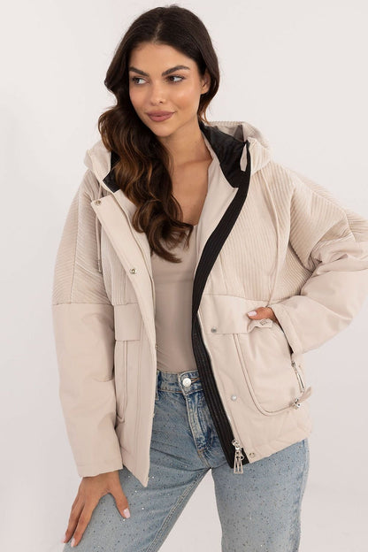 Women's Transitional Quilted Jacket with Hood and Zippered Pockets