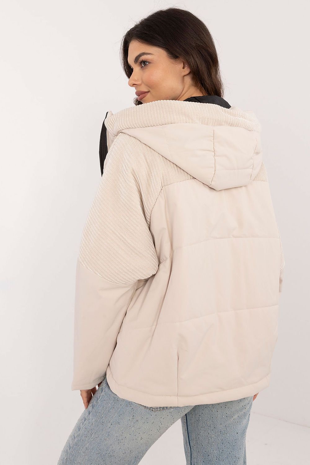 Women's Transitional Quilted Jacket with Hood and Zippered Pockets