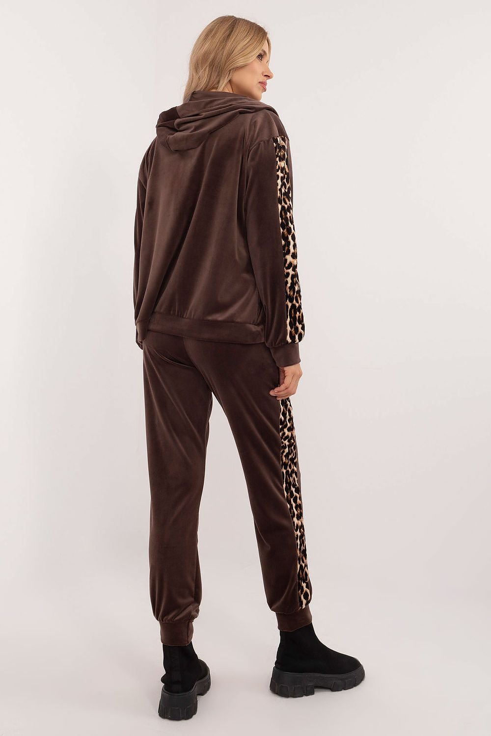 Leopard-Stripe Velour Blouse & Pants Set