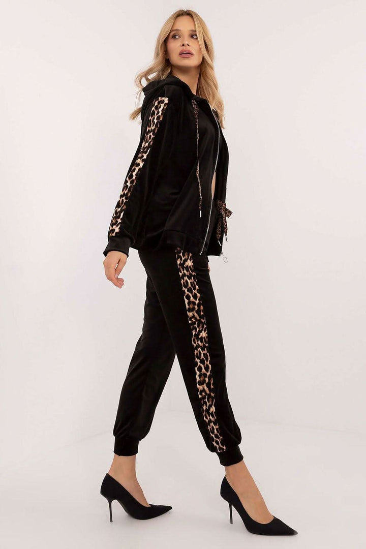 Leopard-Stripe Velour Blouse & Pants Set - Ludowika 