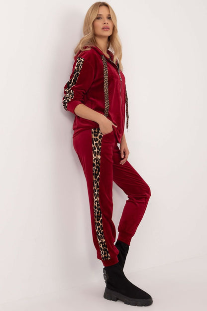 Leopard-Stripe Velour Blouse & Pants Set