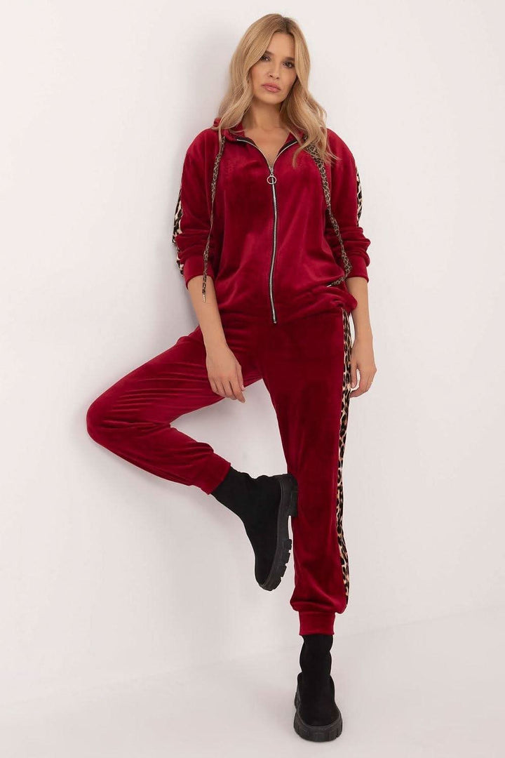 Leopard-Stripe Velour Blouse & Pants Set - Ludowika 