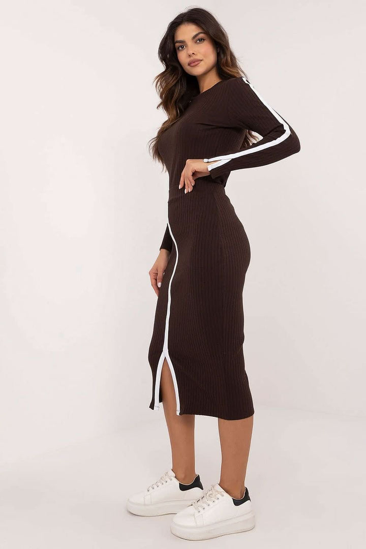 Women's Striped Blouse and Skirt Set for Casual and Work Styling - Ludowika 