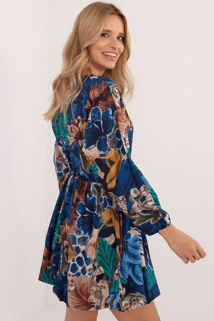 Floral Bombshell Dress with Heart Neckline and Flared Cut - Ludowika 