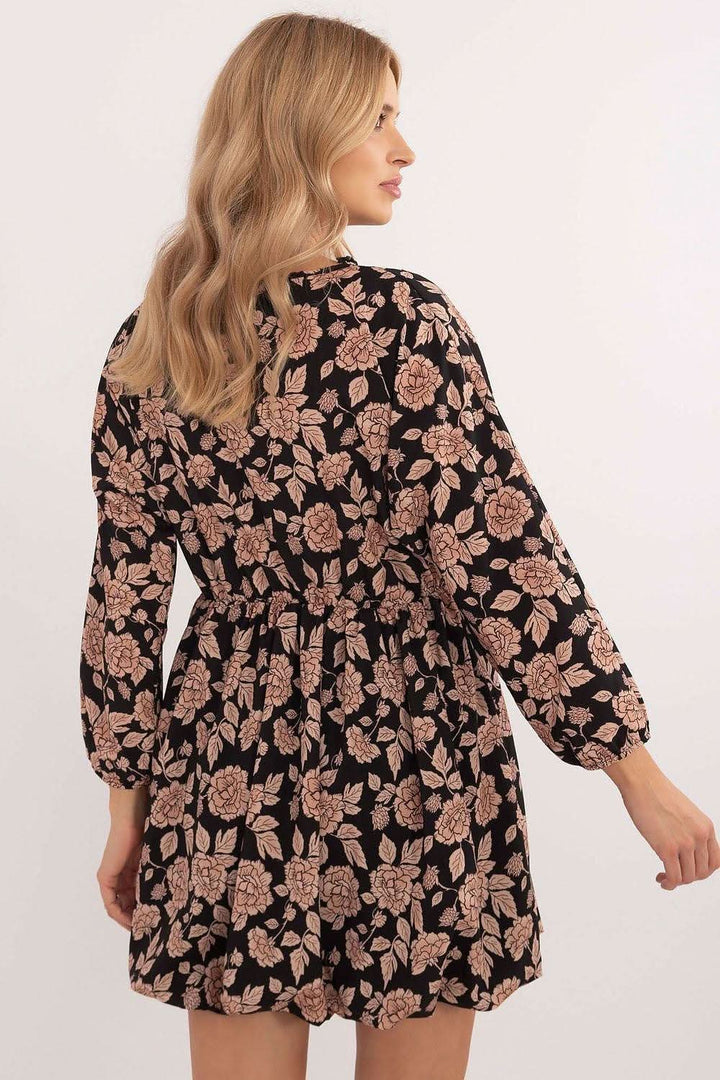 Floral Bombshell Dress with Heart Neckline and Flared Cut - Ludowika 
