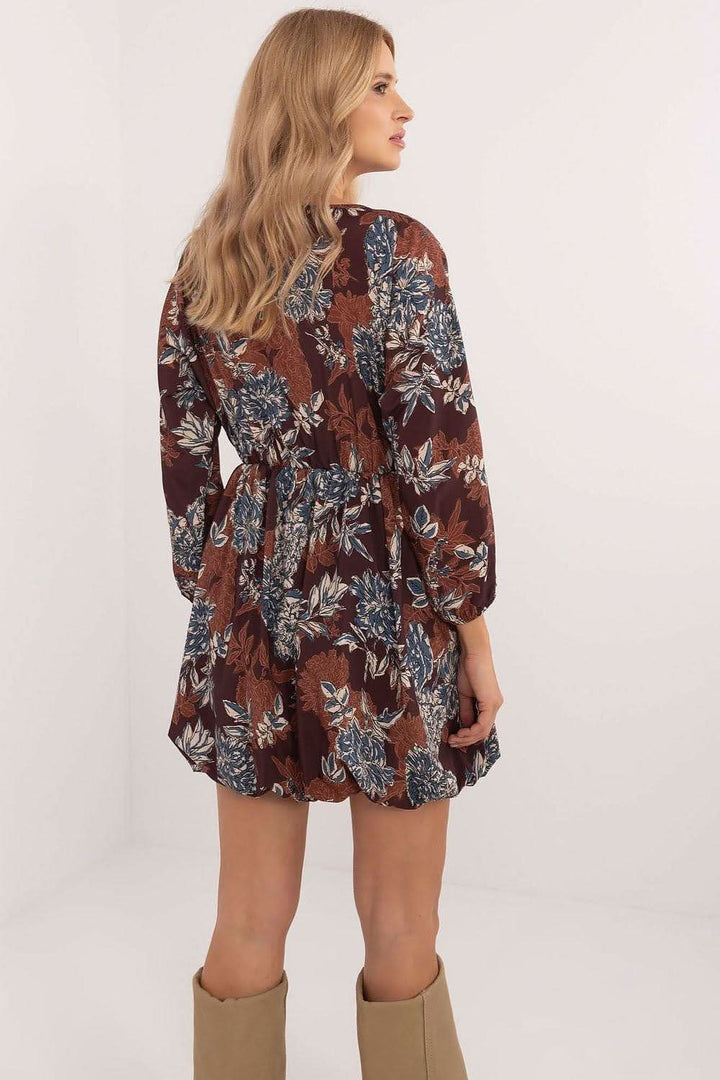 Floral Bombshell Dress with Heart Neckline and Flared Cut - Ludowika 