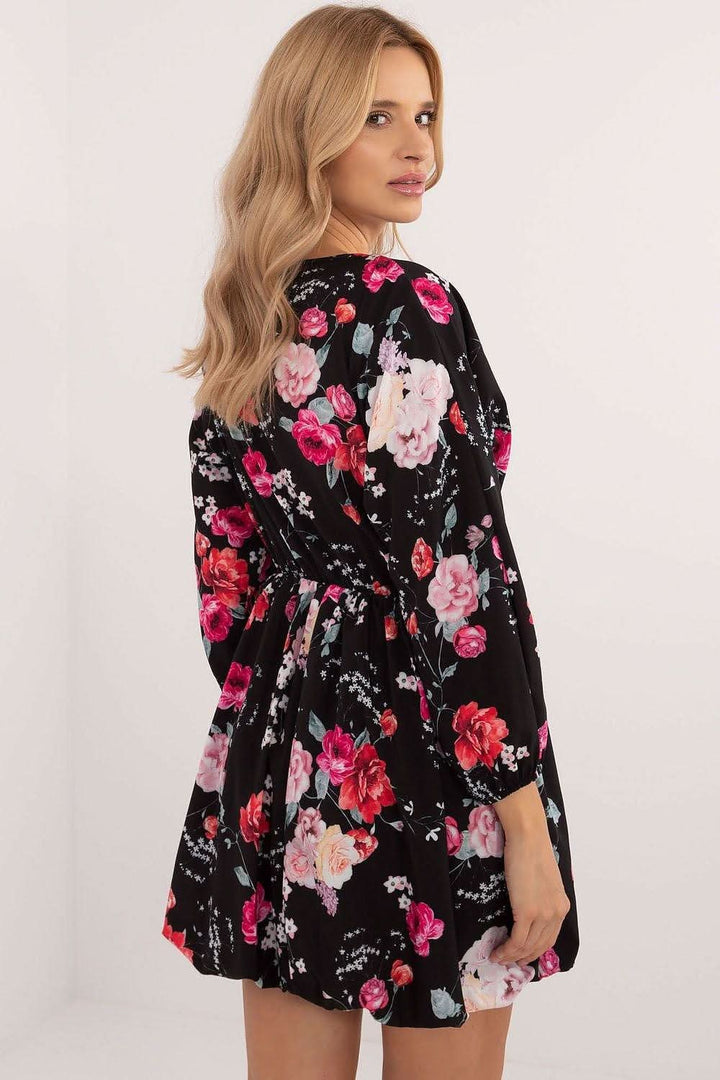 Floral Bombshell Dress with Heart Neckline and Flared Cut - Ludowika 