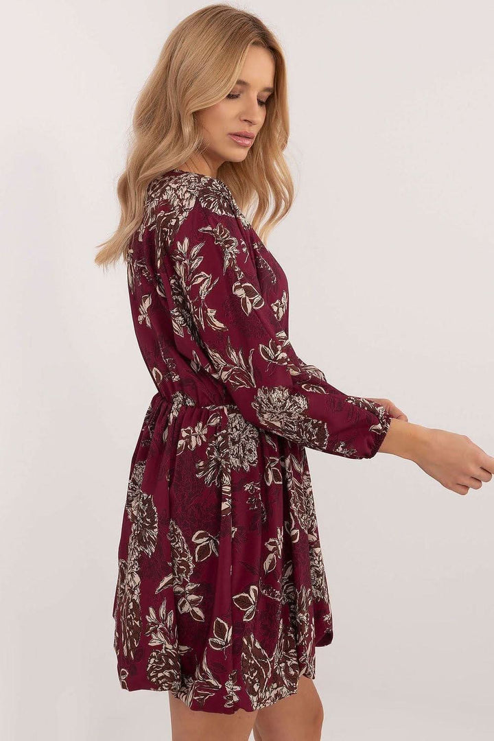 Floral Bombshell Dress with Heart Neckline and Flared Cut - Ludowika 