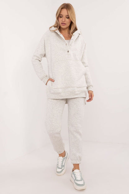 Women's Warmed T-Shirt, Sweatshirt, and Pants Set with Mélange Pattern