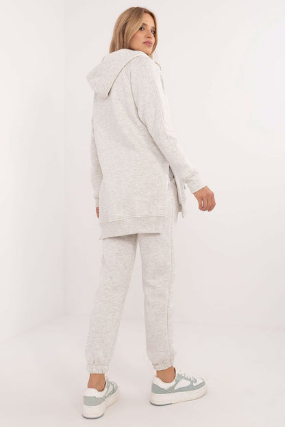 Women's Warmed T-Shirt, Sweatshirt, and Pants Set with Mélange Pattern