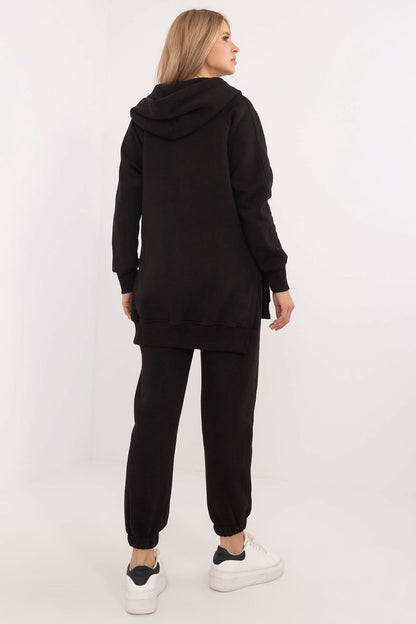 Women's Warmed T-Shirt, Sweatshirt, and Pants Set with Mélange Pattern