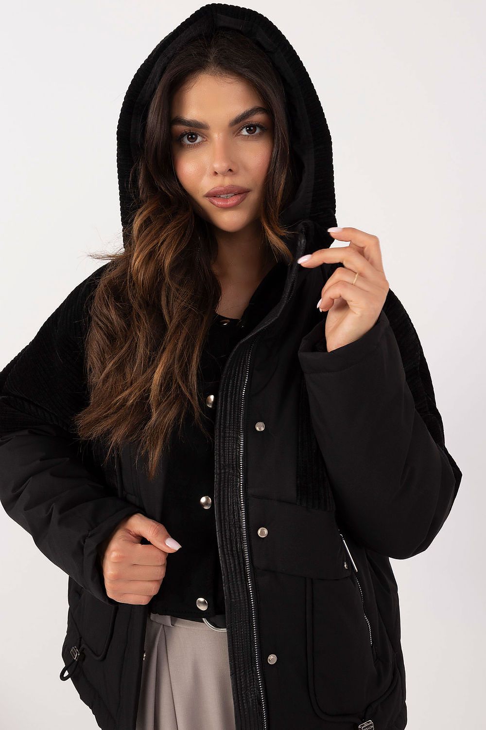 Women's Transitional Quilted Jacket with Hood and Zippered Pockets