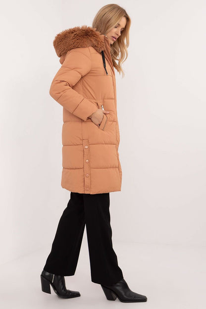 Quilted Winter Jacket with Extended Cut and Detachable Hood