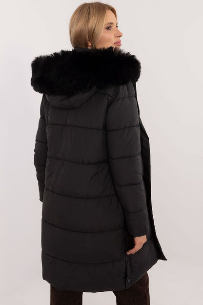 Quilted Winter Jacket with Extended Cut and Detachable Hood