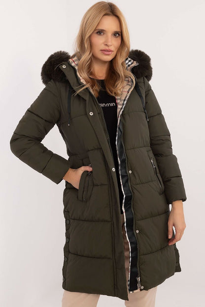 Quilted Winter Jacket with Extended Cut and Detachable Hood