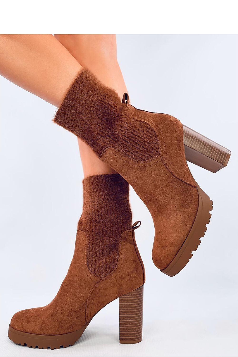 Women's Ankle Boots with Heel, Platform, and Elastic Cuff