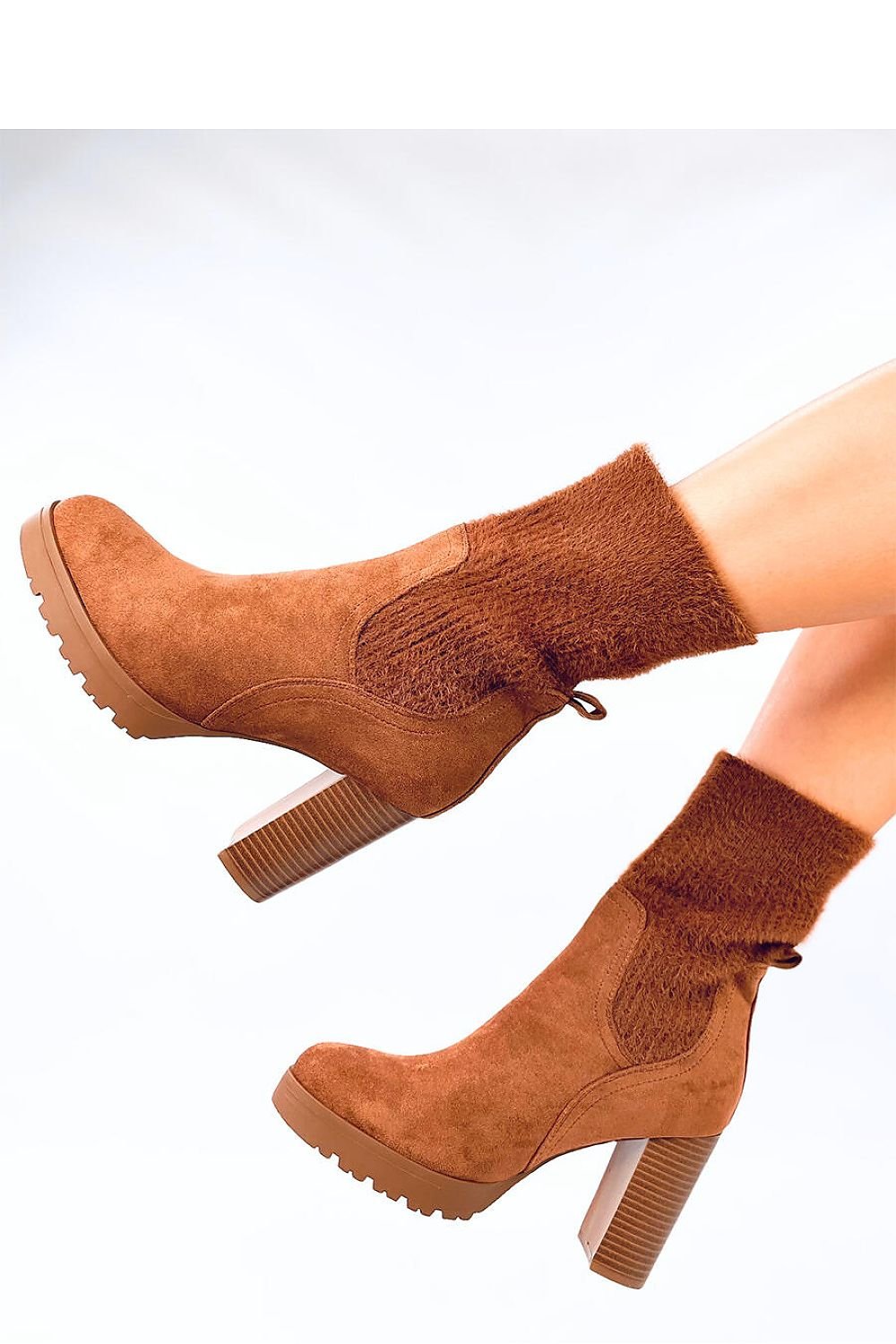 Women's Ankle Boots with Heel, Platform, and Elastic Cuff