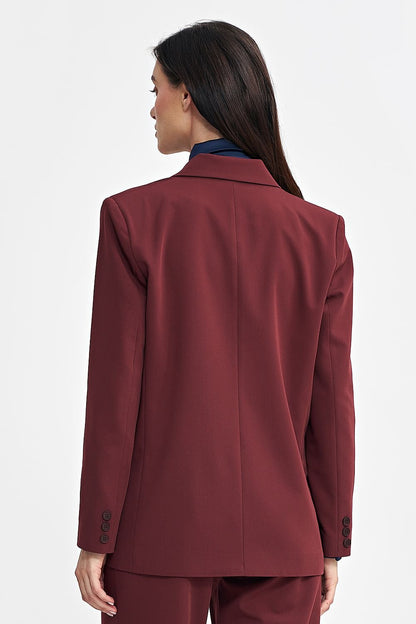 Women’s Oversized Blazer with Classic Collar, Double-Breasted Button Closure, and Shoulder Pads